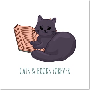 Easily Distracted by Cats and Books Posters and Art